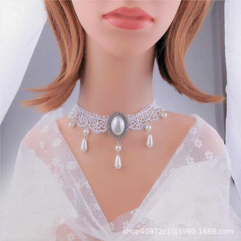 Multi-layer Crystal Lace Necklace Bone Chain