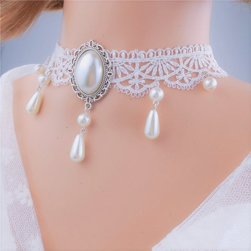 Multi-layer Crystal Lace Necklace Bone Chain