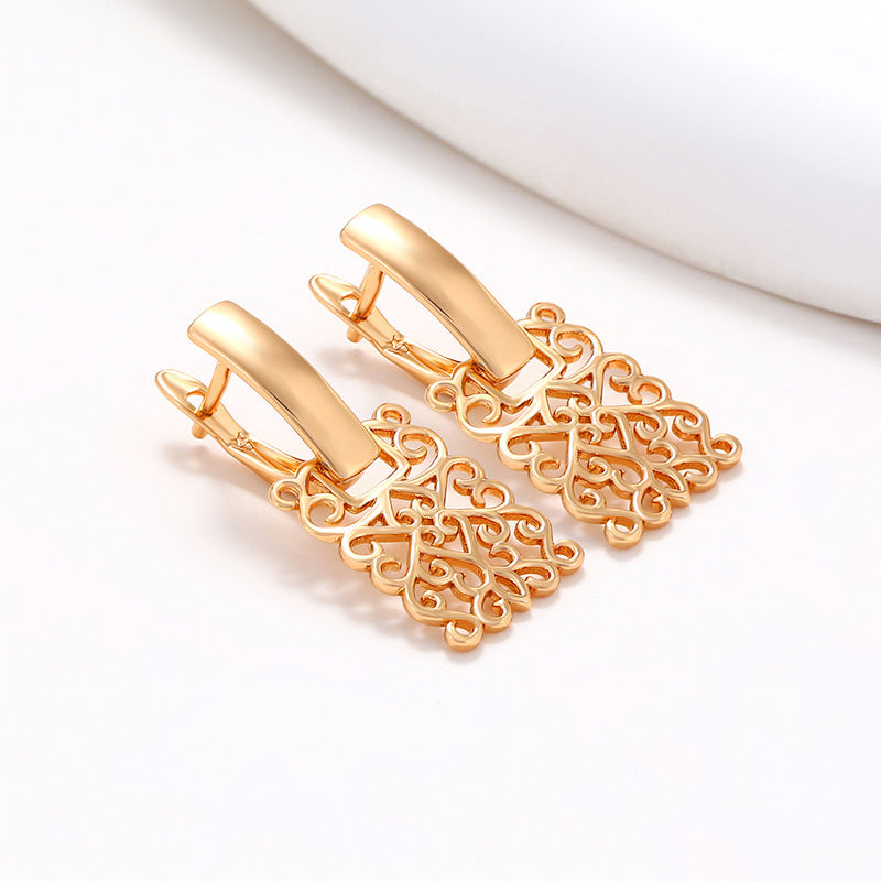 18K Gold Plated Geometric Square Hollow Earrings