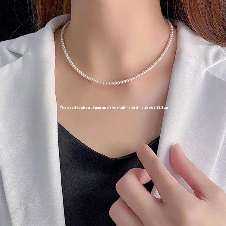 Vintage Pearl Necklace Women's All-match Simple Clavicle Chain