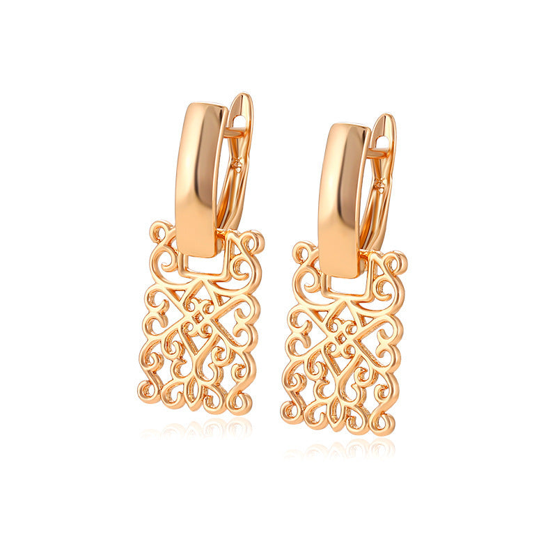 18K Gold Plated Geometric Square Hollow Earrings