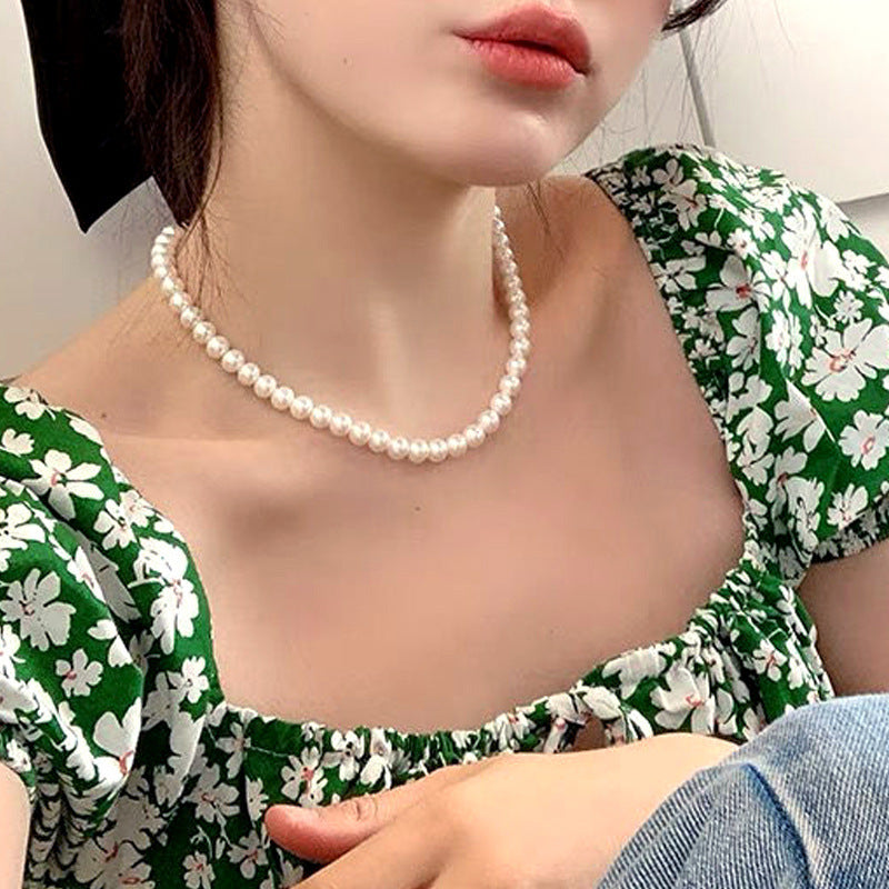 Vintage Pearl Necklace Women's All-match Simple Clavicle Chain