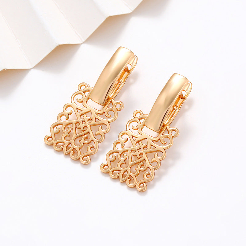 18K Gold Plated Geometric Square Hollow Earrings